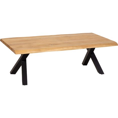Mesa de centro de madera marrón y negra 140x70x45h cm