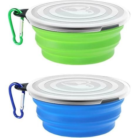 (2 couleurs différentes)2 Pièces de Bol pour Chien Portable Pliable,Gamelles de Voyage pour Chien et Chat Gamelle Pliable pour Chien
