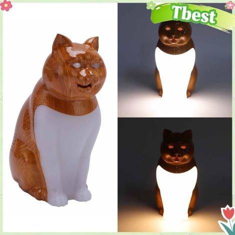 Tbest Lampe de table pour chat Veilleuse Figurine Chat Rechargeable par USB, Lampe de Table Créative avec puericulture veilleuse (1/5)