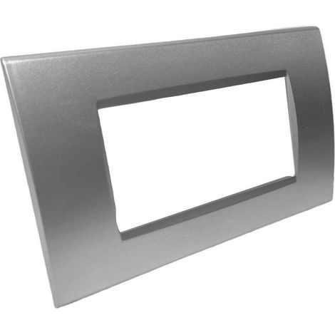 Placchetta per interruttore in metallo a 4 posti grigio platino cassetta 504 compatibile con vimar plana supporto cover (1/2)