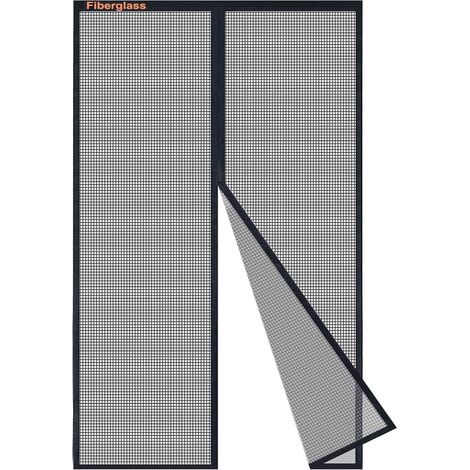 Moustiquaire Porte Fenetre 140x220cm, en Fibre de Verre Noir Moustiquaire Aimantée Sans Perçage Avec Bande Adhésive, Rideau Magnétique pour Balcon, Fermeture Automatique (1/5)