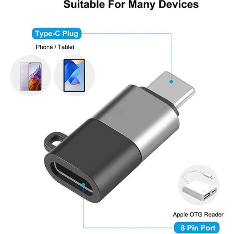 Adaptateur OTG 8 broches vers USB-C/Type-C pour téléphone pas pour iPhone série 16