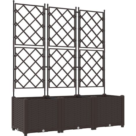 Bac à fleurs avec Treillis 3 pcs Marron 120 x 40 x 143 cm PP vidaXL (1/2)