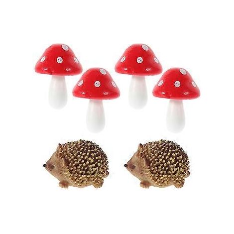 1 Set Feengarten-Igel-Pilz-Dekorationen Blumentopf-Harzfiguren Gartendekorationen