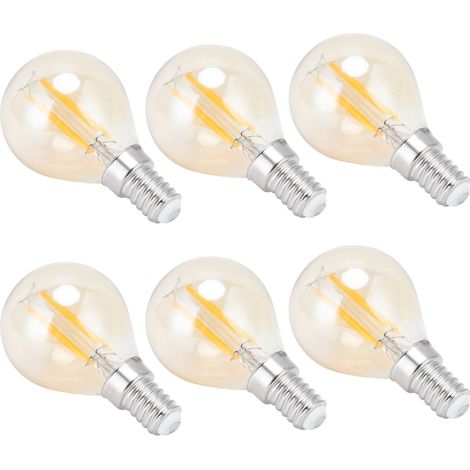 Set mit 6 G45 LED-Lampen mit E14-Fassung, goldener Glühfaden, klares Glas, 4 W, 2700 K, warmweiß, 220–240 V, Vintage-Stil (1/5)