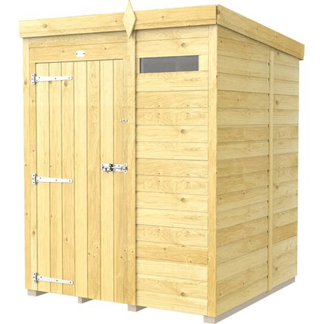 5 x 5 Feet Pent Security Shed - Single Door - Wood - L147 x W158 x H201 cm