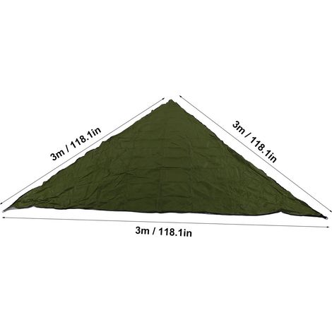 Voile d'ombrage triangle 3x3x3m toile enduite argent vert anti-UV 98% résistant pour jardin piscine terrasse extérieur (1/3)