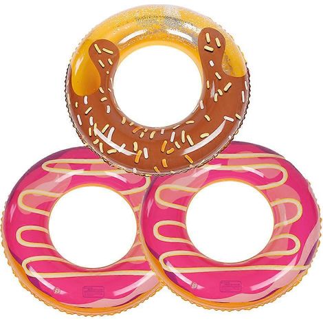 Lot de 3 bouées de piscine en forme de donut avec paillettes, jouets amusants pour les fêtes à la piscine - Style 3 (1/5)