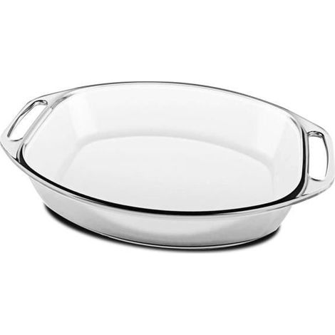 Plat à four oval avec anses, moule de cuisson, capacité 4.2 L - Longueur 40.5 x Profondeur 27.5 x Hauteur 7 cm -JUANIO