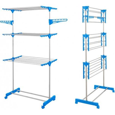 JL8188 Etendoir  JOLI 3 étages avec système economie d'espace 165x78x42cm  Couleur: Bleu