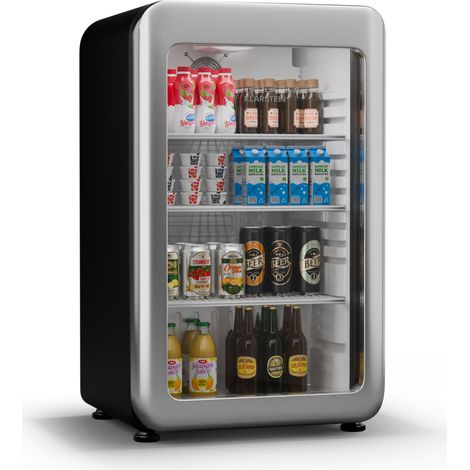 Klarstein Audrey Evo Réfrigérateur à boissons - 93 L Vitrine réfrigérée à boissons, Porte à double vitrage, Éclairage LED, Température 0-10°C, Design rétro, Classe Énergétique C