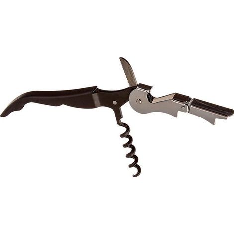 Tire-bouchon de serveur en acier inoxydable - Couteau serveur avec décapsuleur et ouvre-bière - Noir - Accessoire de bar (1/3)