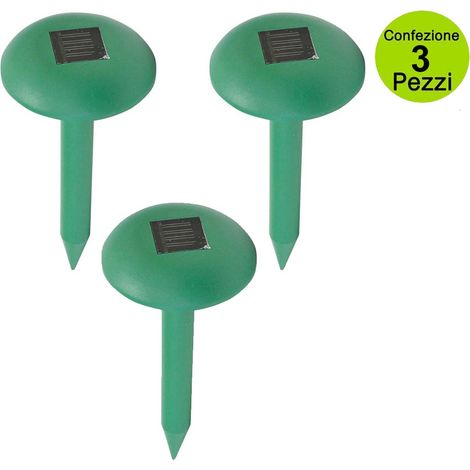 Multipack da 3 pz scacciatalpe e roditori con pannello solare repellente talpe e roditori raggio 400 m2