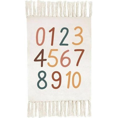 Kinderteppich Buchstaben/ Zahlen, mit Fransen, 60 x 90 cm