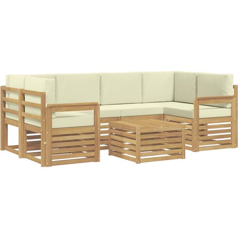 Set di divani da esterno 7 pcs Bianco e Crema Poliestere vidaXL