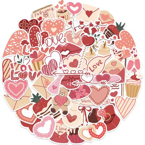 58pcs Valentine's Day limited sticker LOVE cartoon love graffiti stickers luggage room decoration stickers waterproof (1/5)