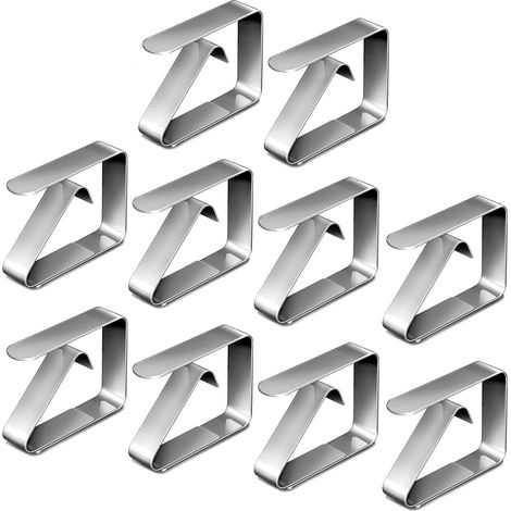 Juego de 10 pinzas ajustables de acero inoxidable para manteles, para mesas de 2,5 a 3,5 cm de grosor, para uso en exteriores y fiestas. (1/5)
