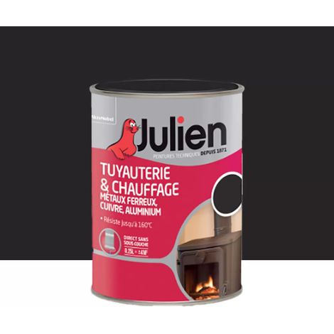 Peinture Tuyauterie et chauffage Julien Noir Brillant 0,25 L (1/2)
