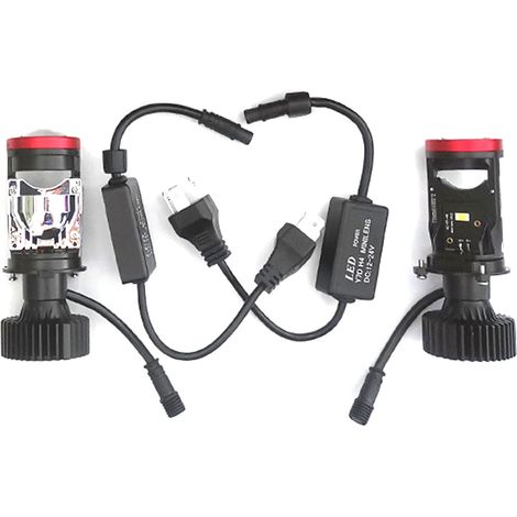 Kit 2 phares moto LED faisceau concentré oeil de poisson aluminium 12-24V feu route croisement Y7D-H4 (1/5)