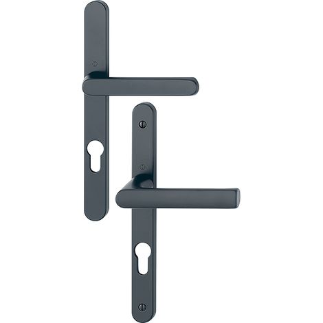 Ensemble poignées pour portes-fenêtres Hamburg plaque étroite - Carré de 7 - Entraxe 70 mm - Epaisseur 78-87 - Noir mat - HOPPE - 12003992
