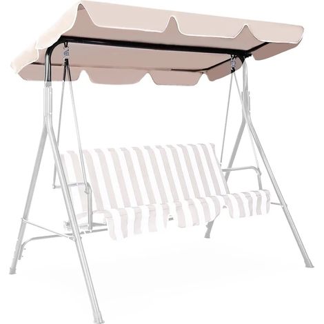 Toile de rechange pour balancelle de jardin, 191 x 132 cm, pare-soleil pour balancelle Hollywood, housse de rechange pour balancelle, couverture de toit, bâche de toit (Beige) (1/5)