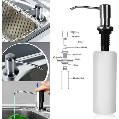 Edelstahl Einbau Seifenspender Waschbecken Lotionspender Spülmittelspender (1/5)
