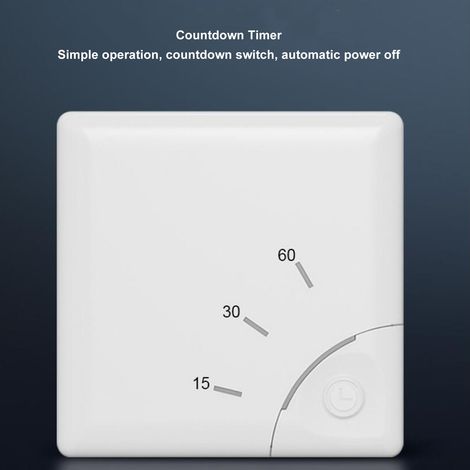 Interrupteur de Timer Murale avec Minuteur Automatique 15/30/60 Minutes pour Ventilateur Lumière Électroménager 100‑265V