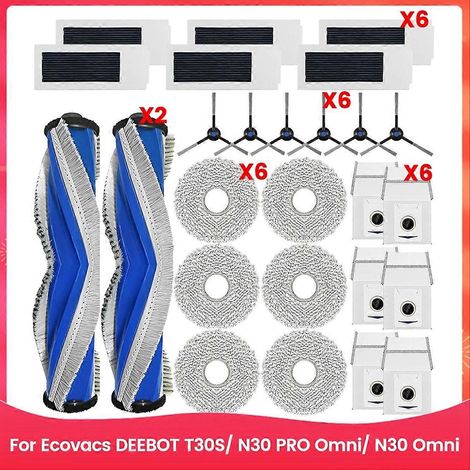 Pour aspirateur robot T30S/ N30 PRO Omni/ N30 Omni : brosse latérale principale, filtres HEPA, lingettes de nettoyage, sac à poussière (1/5)