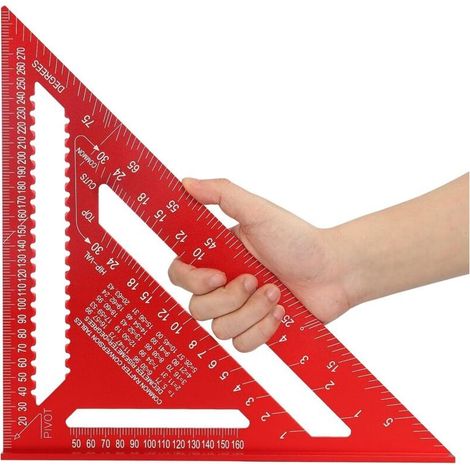 180 mm Equerre Menuisier, Aluminium Regle, équerres de charpentier triangulaire épaissi à 45 90 Degres, haute précision mesure outillage, pour charpen (1/4)