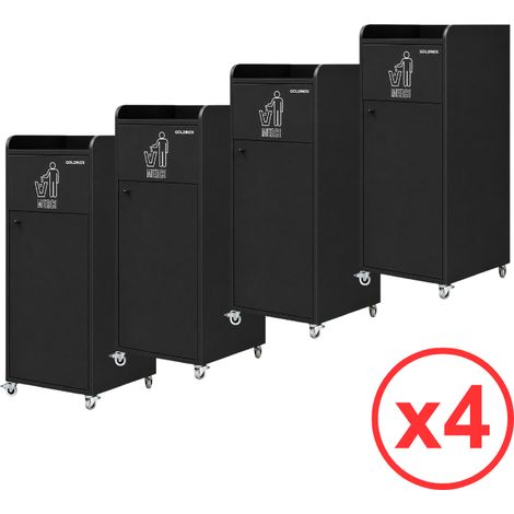 Lot de 4 Poubelles snack "MERCI" en bois Noir 100 Litres PREMIUM - GOLDINOX (1/4)