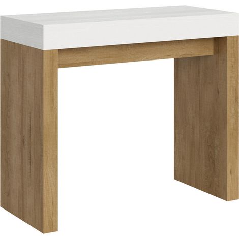 Consolle allungabile 90x40/196 cm Roxell Mix Small piano bianco frassino - struttura quercia natura (1/5)