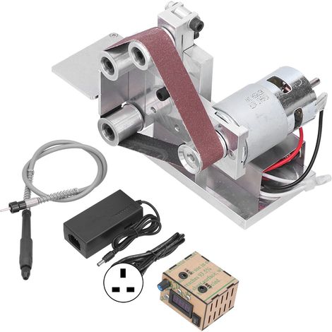 Ponceuse à bande mini électrique 20mm, machine de polissage et ponçage DIY, 7 vitesses, DC12-24V, type 20, 110-240V avec prise UK (1/5)