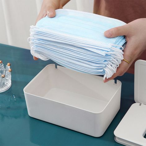 Boîte de rangement pour lingettes bébé avec couvercle, anti-poussière, pour masques et lingettes humides ou sèches. Distributeur de lingettes pour masques. (1/5)