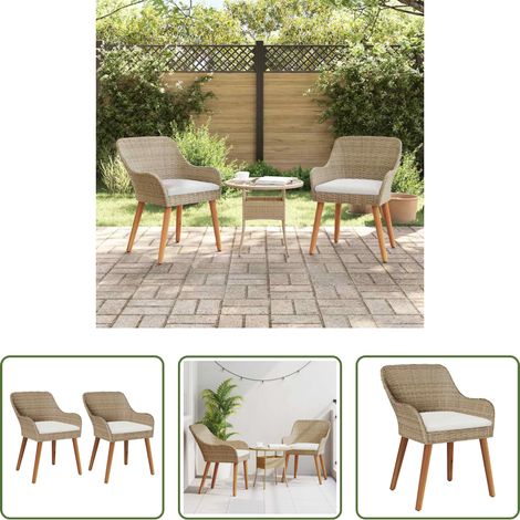 Terrassenstuhl -  Gartenstuhl 2 pcs Beige 62,5 x 55 x 82 cm Poly-Rattan (1/5)