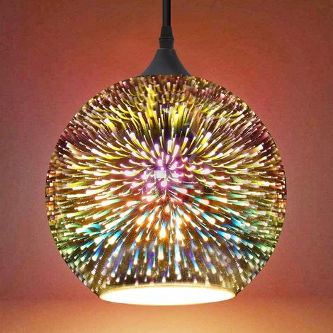 Suspension en verre 3D coloré - Feux d'artifice - Luminaire créatif pour loft, maison, bureau, restaurant, salle à manger, jardin (Ø 25 cm) (1/5)