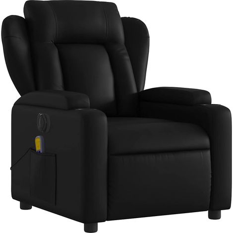 Poltrona relax TV reclinabile elettrica funzione massaggio 6 punti massaggio in PVC nero DEC027214