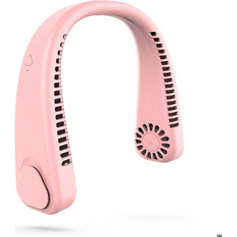 Ventilateur USB portable sans lames, pour cou, mini ventilateur rose pour extérieur, sport, bureau . (1/4)