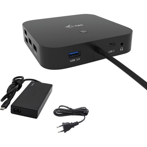 I-Tec Docking Station Universale 4K per Laptop 2x USB-C 3.2 / HDMI / DisplayPort Nero + Power Delivery 65W + Caricabatterie Universale 77 W (1/5)