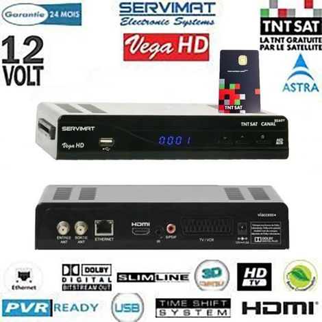 RÉCEPTEUR NUMÉRIQUE SERVIMAT VEGA HD AVEC CARTE TNTSAT ET CORDON HDMI