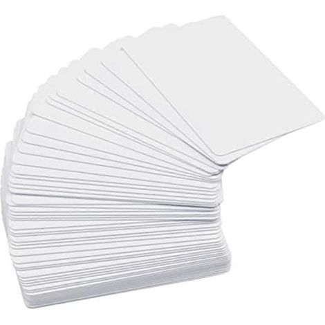 Lot de 50 cartes PVC vierges de qualité supérieure, CR80, 30 mil, en plastique blanc de haute qualité graphique pour badge d'identification avec photo (1/4)