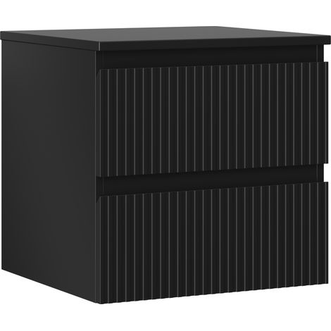 Mexen Rivel Badezimmer-Unterschrank 50 cm mit Platte, 2 Schubladen, geriffelt, schwarz matt - 91A20-05047-2-BFFC71 (1/5)