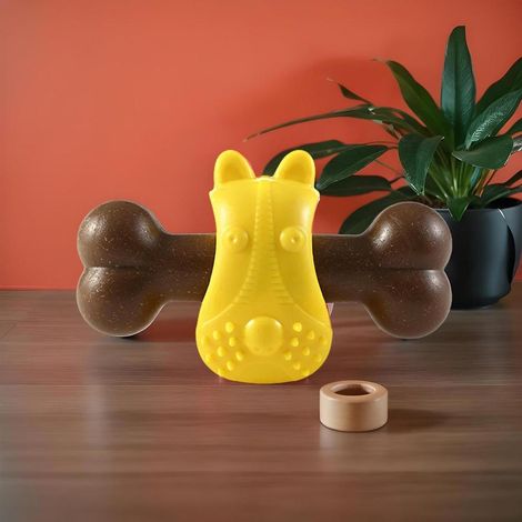 Jouets à mâcher pour chiens, brosse à dents en forme d'os, jouet interactif, distributeur à libération lente, anti-ennui et entraînement (1/5)