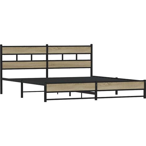 Metal Bed Frame without Mattress Sonoma Oak 183x213 cm vidaXL (1/4)