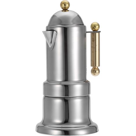 Cafetière italienne Moka en inox 200 ml, percolateur à espresso pour plaque, soupape de sécurité intégrée, idéale gaz et induction. (1/5)