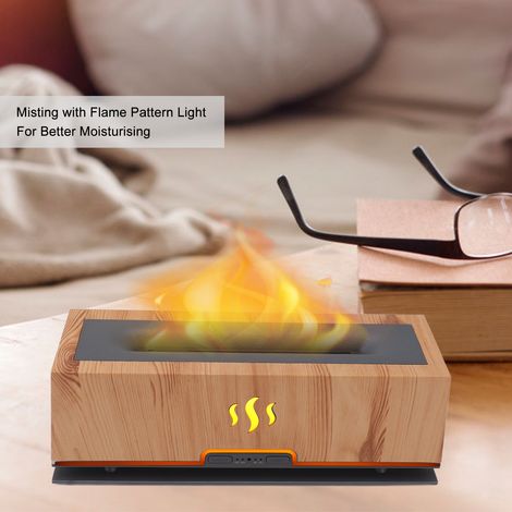 Humidificateur, diffuseur d'arômes, lumière LED, minuterie, silencieux, décoration intérieure, 100-240 V, pour chambre ou bureau, aspect bois, prise américaine (1/5)