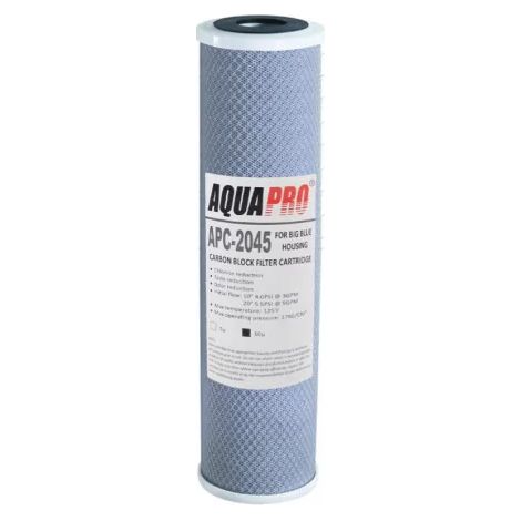 Filtre charbon actif 20 pouces Big Blue – Élimine chlore, goût et odeur – Pression de travail 4 bars – Capacité de rétention élevée – Aqua Pro