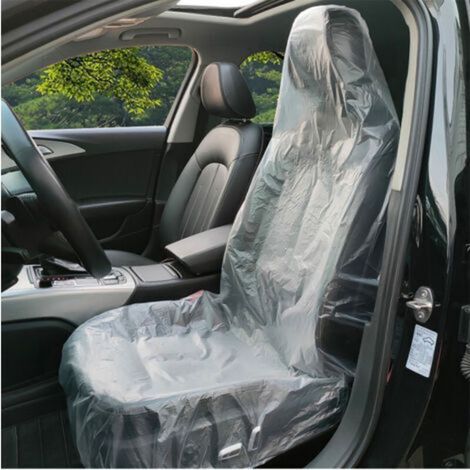 100 pièces housses de siège de voiture jetables en plastique ultra-épaisse, protection de siège,21g (1/4)
