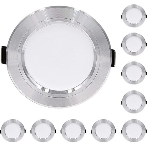 Lot de 10 spots LED encastrables 220 V 5 W 9 W 12 W Panneau lumineux rond 15 W 18 W Éclairage intérieur Lumière chaude 220 V 12 W (1/5)