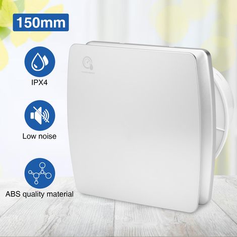Randaco Ventilador de 150 mm, extractor de aire con válvula antirretorno, 240 m3/h, diseño moderno y aspecto estético para cuarto de baño, cocina, despacho, aseo, silencioso, garantía