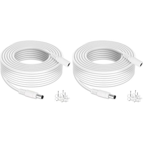 Câble Extension DC 8M, DC 5,5mm x 2,1mm Adaptateur d'alimentation Câble Extension DC, caméra réseau IP, DVR, LED Strip etc. Blanc 8M (1/5)